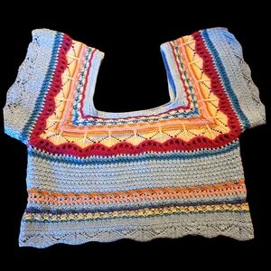 POL Colorful Crochet Knit Top